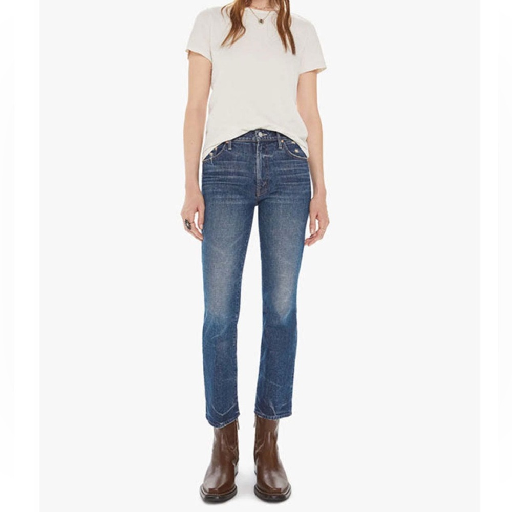 MOTHER Blue Cropped Ankle Jeans